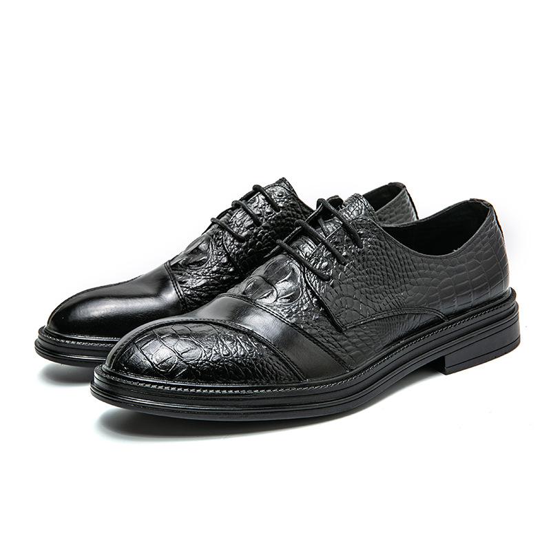 Men's Shoes Fashion Business Dress Leather Shoes Trend Crocodile Pattern Men's Casual Shoes Retro Pointed Leather Shoes