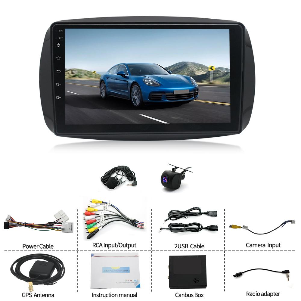 for M-erc-edes-Be-nz Sm-art 2014-2022 4+64G A-ndr-oid14 Car Stereo Radio GPS Navi-gation Fit for Carp-lay And-roid Auto 9inch wifi FM SWC