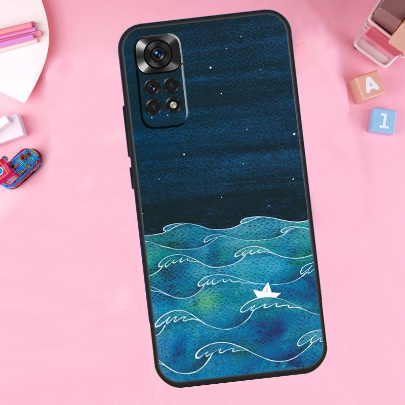 Ocean Waves Sailboat For Xiaomi Redmi Note 14 10 11 12 13 15 Pro Plus Phone Case For Redmi 15 15C 14C 12C 10C 13C