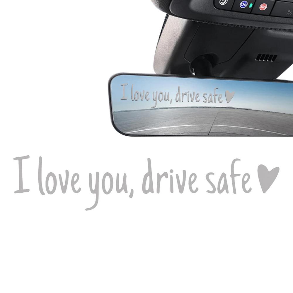 I Love You, Drive Safe Rearview Mirror Decal Heart-shaped Safety Reminder Durable Vinyl Car Decal Sticker For Women Drivers