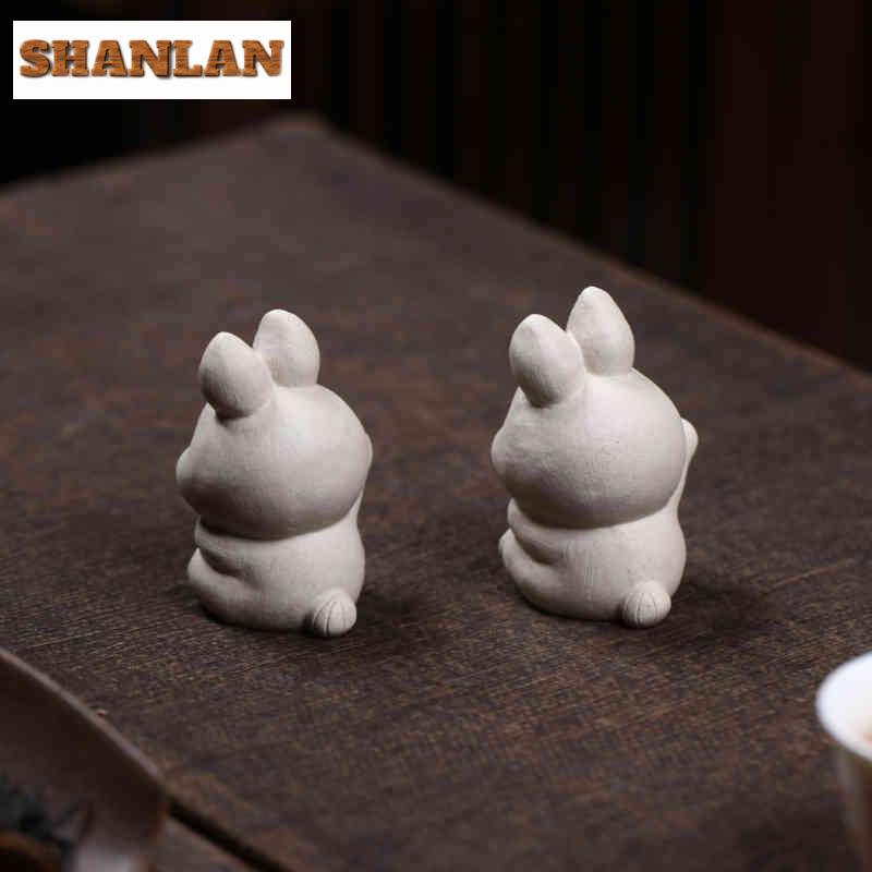 Yixing Zisha Zodiac Lucky Rabbit Tea Pet Ancient Fish Tank Landscaping Tea Figurine Play Toys Tea Statue Ornaments Supplies Gift