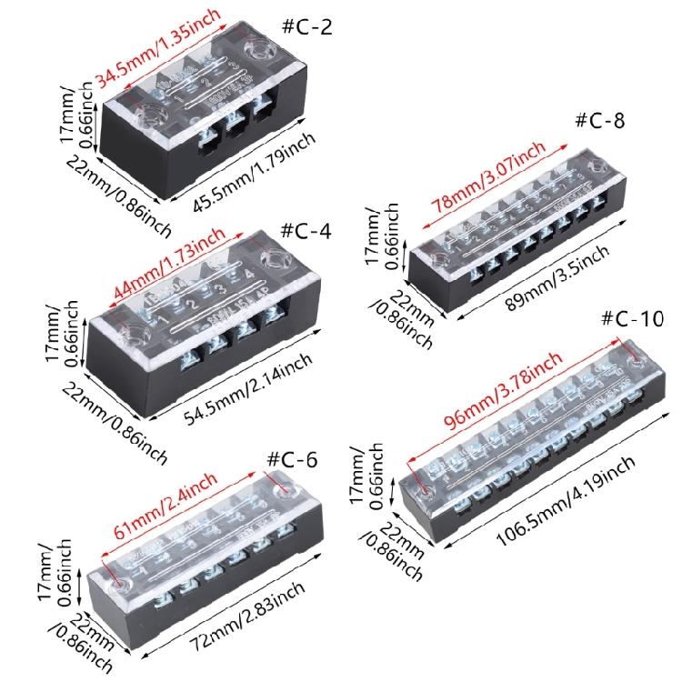 Cable Barrier Block Double Row Wire Connector Fixed Wiring Board Electrical Barrier Terminals Panel 3/4/5/6/8 Position