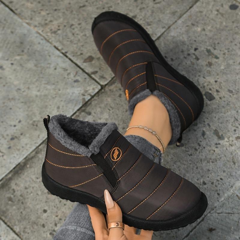 Women's Cotton Shoes, Large-sized Snow Boots, One-foot Fleece Cotton Boots, Cold-proof and Warm Women's Ankle Boots