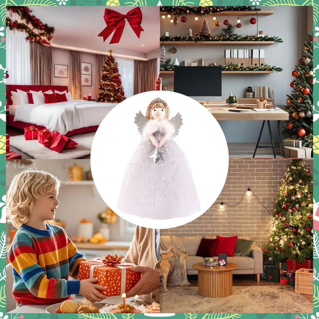 Weihnachtsbaumspitze Stern Engel Heimdeko Weiche Puppe Mädchen Figur Flügel Baumdeko für Heimdeko Schlafzimmer Wohnzimmer Büro