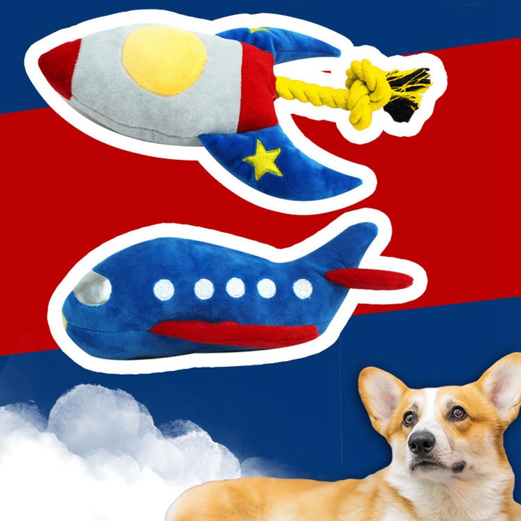 Jouet à mâcher en peluche pour animaux de compagnie, avion, résistant aux morsures, couineur, interactif, réducteur d'anxiété pour chats et chiens