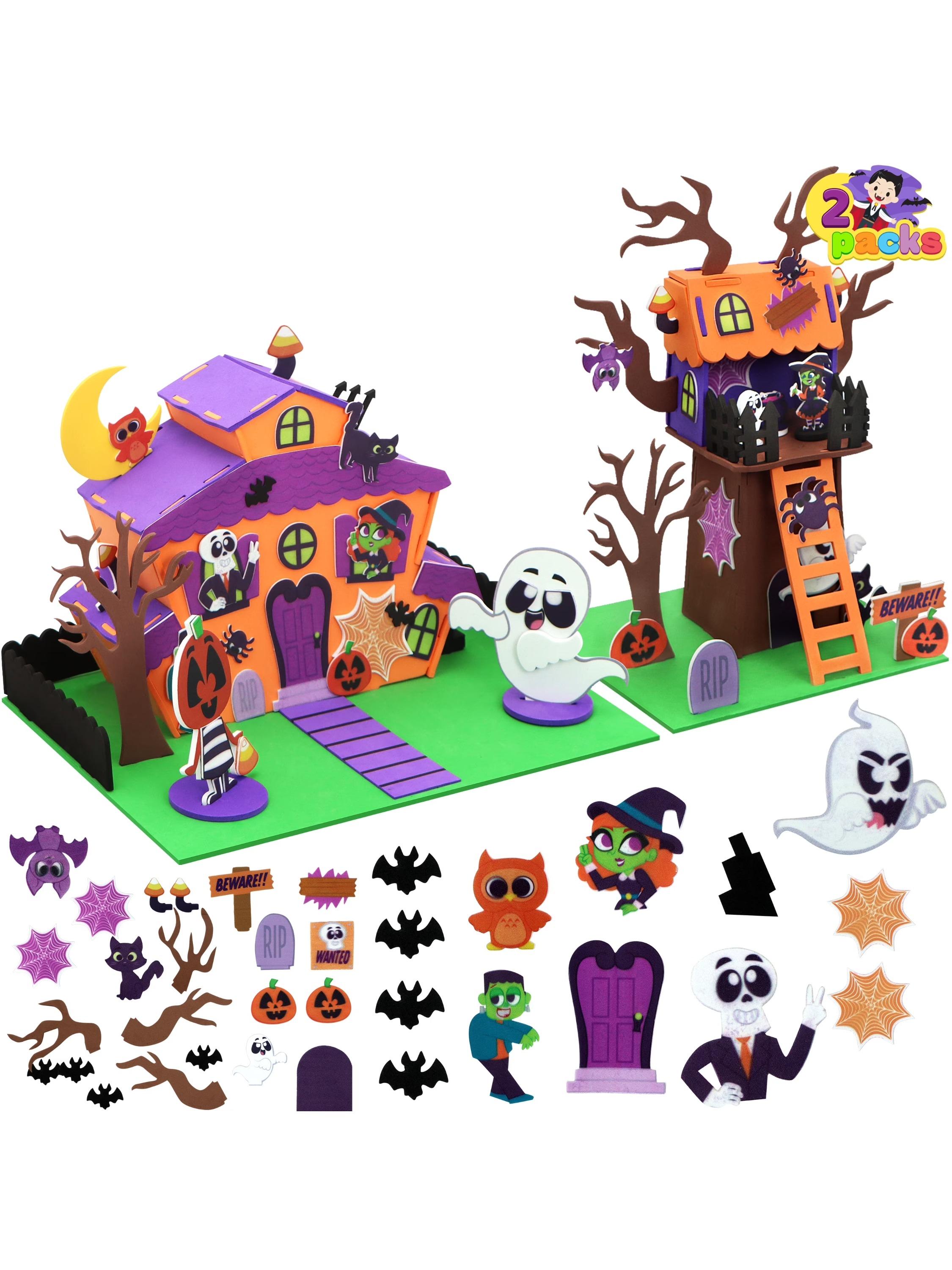 

Joyfy 2 Pack Halloween Crafts for Kids Pumpkin Foam Decorating Kits 3D Tree House and Pumpkin Haunted House Halloween Party гарбуз