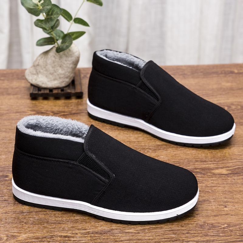 Old Beijing Cloth Shoes Men's Winter Velvet Thickened Warm Cloth Shoes Casual Large Size Cotton Shoes
