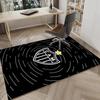 Black And White Stripes With Shield Printed Area Rug for Office, Chair Rug, Decorative Carpet Floor Mat, Large Size Fan gifts Christmas gifts