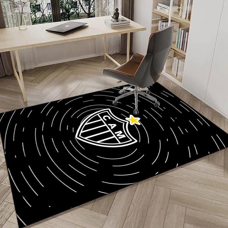 Black And White Stripes With Shield Printed Area Rug for Office, Chair Rug, Decorative Carpet Floor Mat, Large Size Fan gifts Christmas gifts