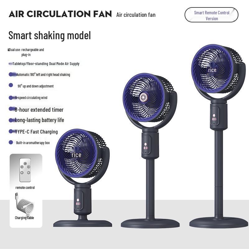 Smart Air Circulation Oscillating Fan: Retractable & Portable for Home and Outdoor Use