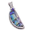 Natural Abalone Shell Gemstone 925 Solid Sterling Silver Gift Pendant 1.75" A1v04