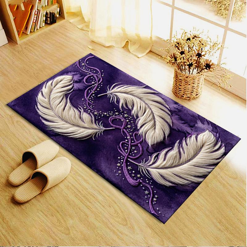 2025 New Purple feathers Carpet Rug for Living Room Bedroom Home Sofa Decoration,Kids play Non-slip Floor Mat