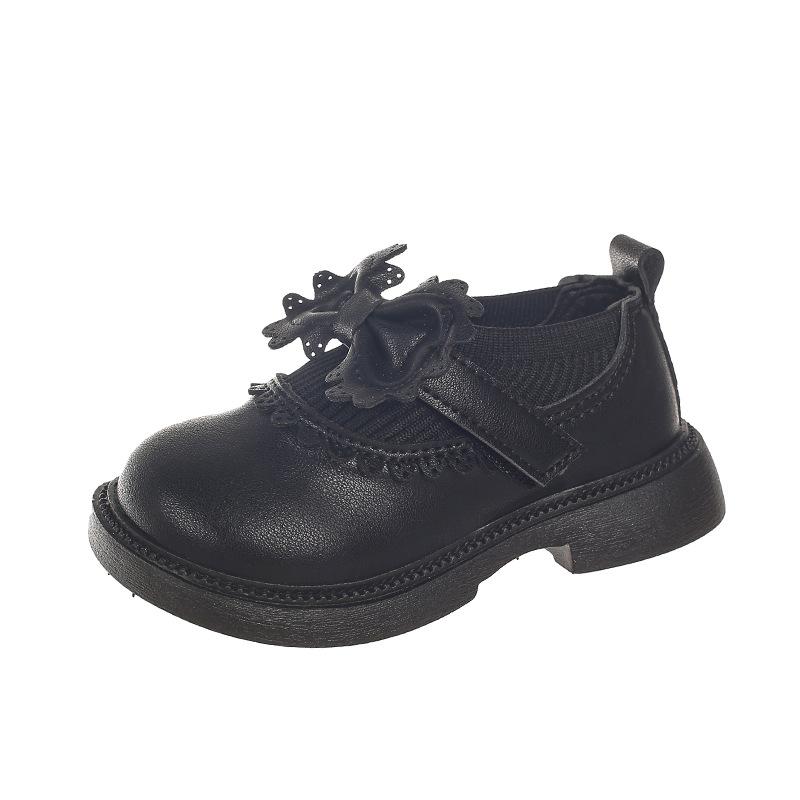 Children s leather shoes2026New Spring and Autumn British Style Girls Bowknot Princess Shoes, Soft Sole Performance Shoes for Girls 23Code14.5cm чёрный