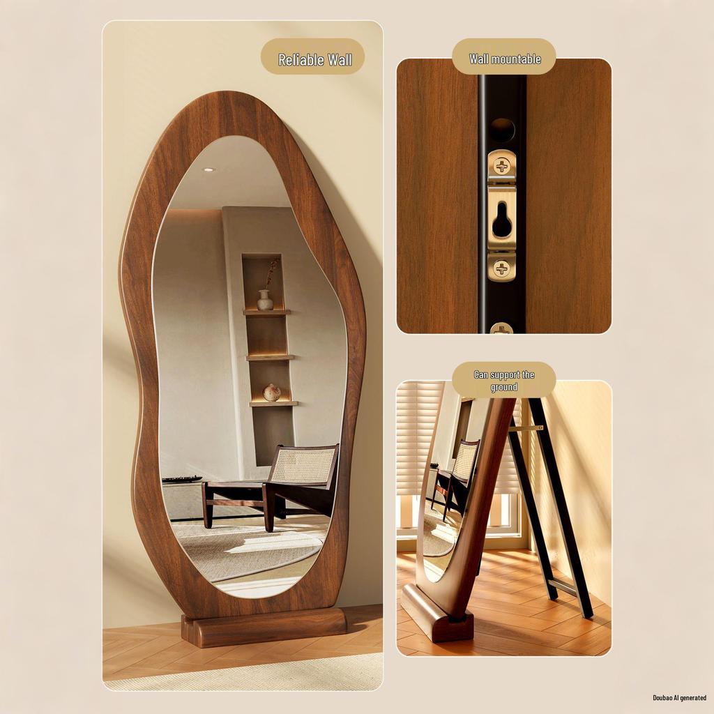 Senfu Ultra-Clear Irregular Full-Length Mirror, Wall-Mounted, Explosion-Proof for Home & Bedroom Use