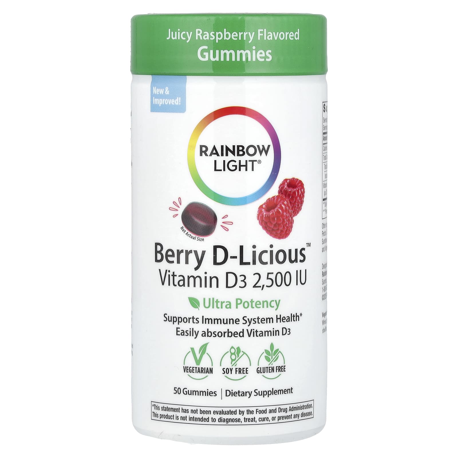 

Berry D-Lcious™, Vitamin D3, Juicy Raspberry, 62.5Mcg (2,500Iu), 50 Gummies