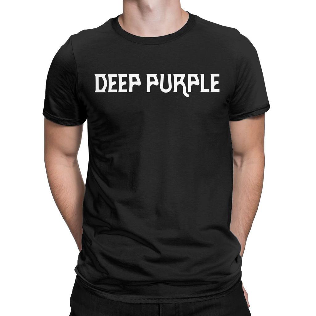 Casual Deep Purple T-Shirt Men O Neck 100% Cotton T Shirt Band Short Sleeve Tees 5XL Clothing