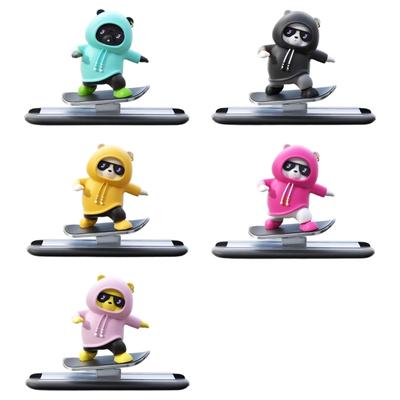 Car Automatic Sliding Cute Cartoon Ornament Skateboard Bear Figurines Auto Interior Dashboard Center Console Decors