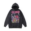 Sweat à capuche Rétro Tendance Marque Hip Hop Street Lavage à l'eau Aspect Vieilli Impression Dessin Animé Japonais Sweat à Capuche Hommes et Femmes Tendance