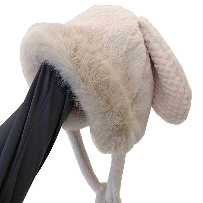 Winter Hat Women's Furry Cute Rabbit Ears Lei Feng Hat Warm Ear Protection Hat Head Cold Hat Thickened Pullover Hat