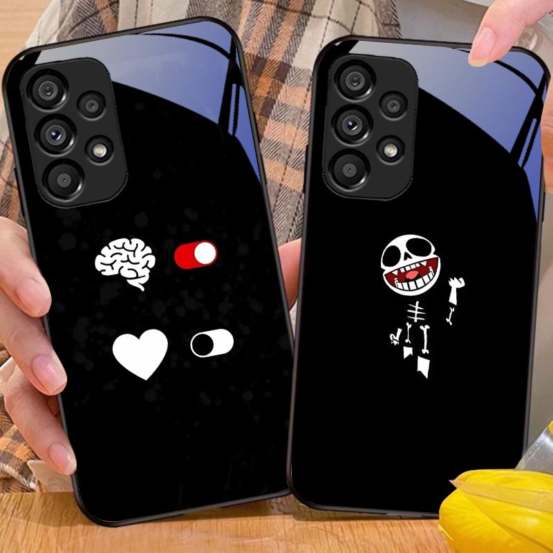 Dancing Skeleton For Samsung Galaxy S10 S20 Plus S21 FE S22 S23 S24 FE S25 Ultra Black Tempered Glass Phone Case Hard Shell