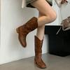 Vintage Embroidered Western Cowboy Boots Summer Women's Boots Thick Heel Short Boots Hollow Mid Boots Women's Shoes