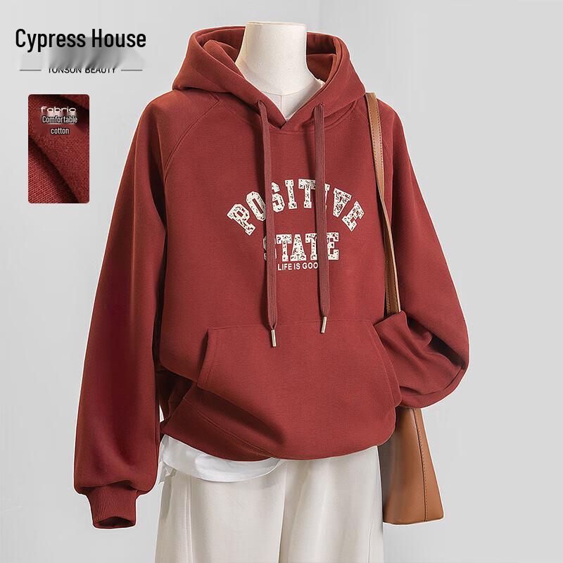 Women s Letter Print Loose Fit Hooded Sweatshirt US 7