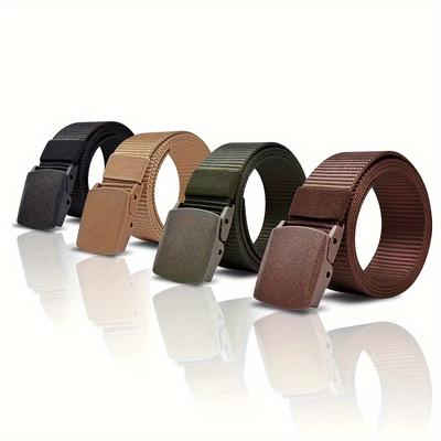 Men's Imitation Nylon Belt Canvas Men'S Belt Without Metal Plastic Buckle Military Tactical Belt Outdoor Sports Woven Work Belt