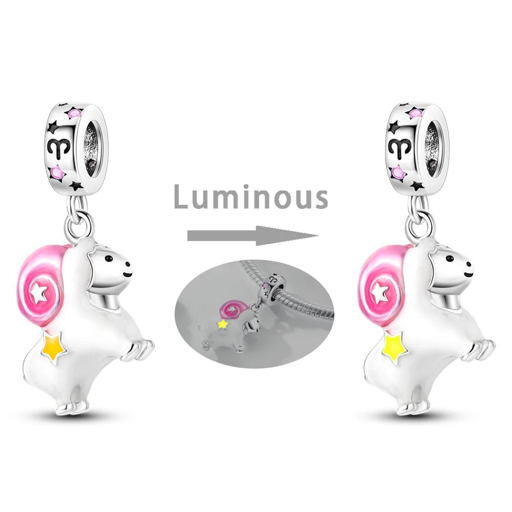Zodiac Signs Original Charms Copper Glow In Dark Pendants Beads Fit Bracelet Diy Jewelry Birthday Gift For Women
