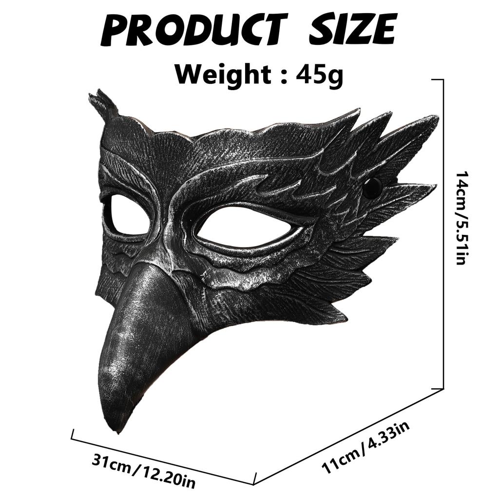 Halloween Krähenmaske Adler Vogel Halbgesichts-Maskerade Maske Tier Rabe Cosplay Kostüm Requisiten Erwachsene Frauen Männer