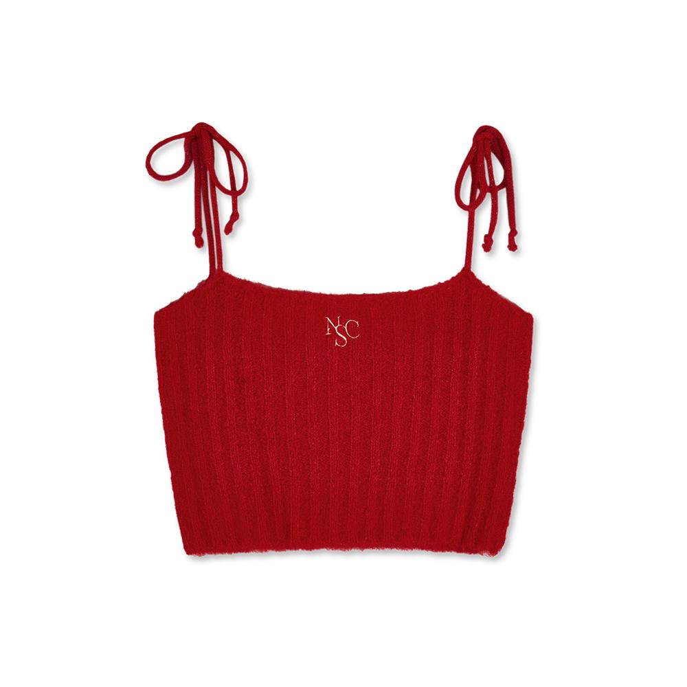 NAKED SURF CLUB Wool Blended Ribbon Knit Top (Red)