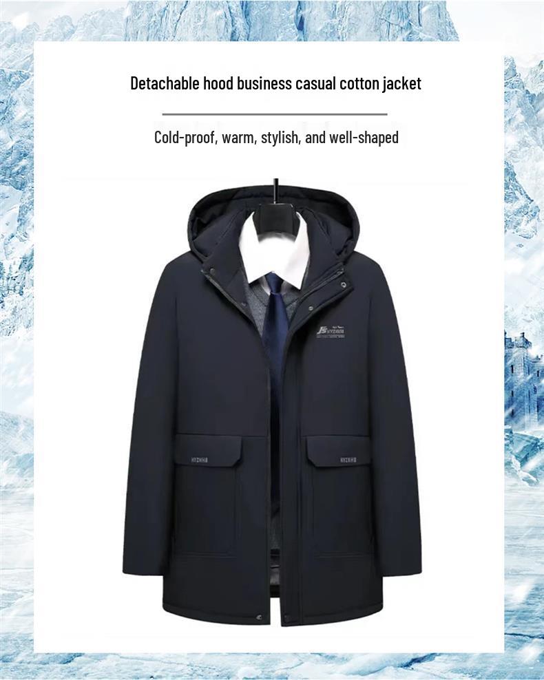 2025 Autumn/Winter Men's Thick Warm Mid-Length Cotton-Padded Jacket