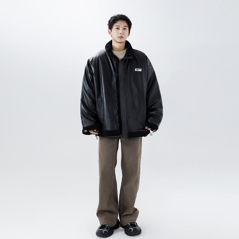 Winter Lamb Plush Harajuku Jacket Men's Trendy Winter Clothing Thickened Cotton Clothing Men's Fashion Trend