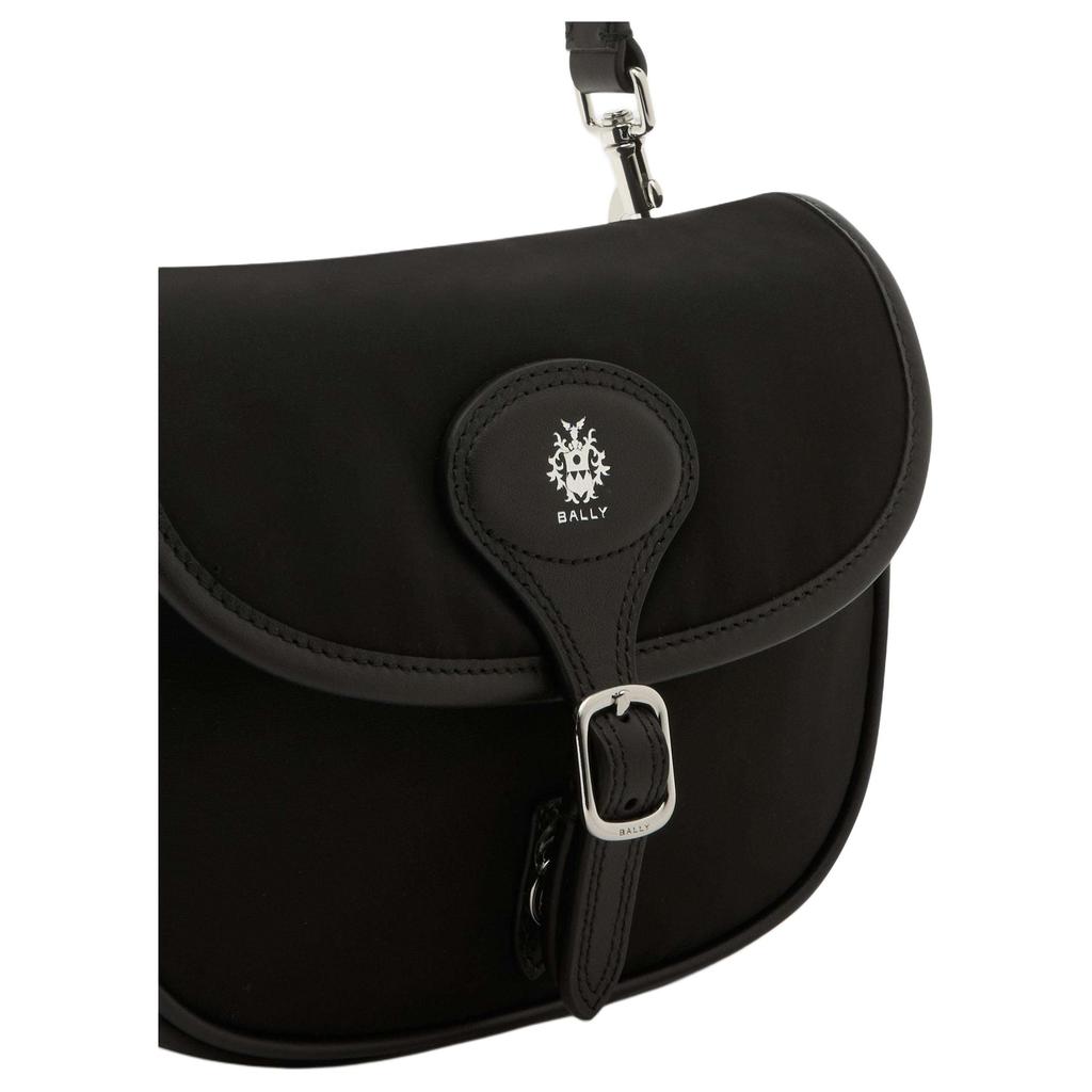 Bally B-Light Logo Silver Hardware Accessories Leather Shoulder Bag Men Shoulder Bag Black 6311528