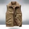 Men's Casual Fleece Lined Thickened Loose Fit Sleeveless Vest Autumn Winter Turn-Down Collar Jacket Outdoor Leisure Vest
