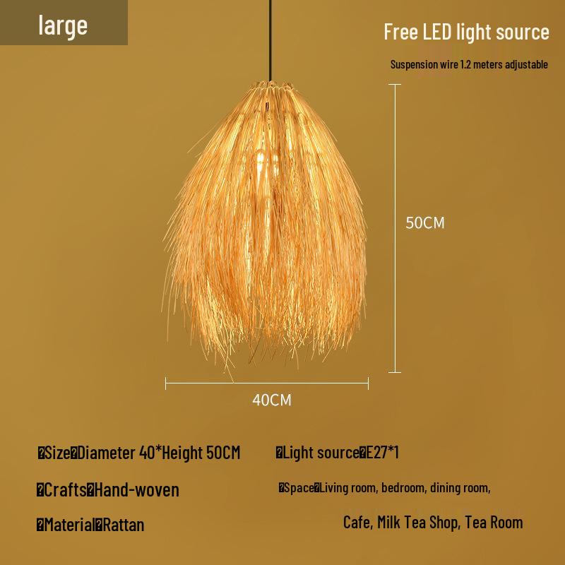 Zen Bamboo Pendant Lamp: Rattan Woven Japanese Tea Room Light