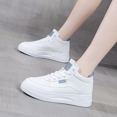 Fashion Women Sneakers Fashion Breathble Vulcanized Shoes Women Pu Leather Platform Shoes Women Lace Up Casual Shoes Whitehj9