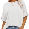 2025 Frühling/Sommer Damen Einfarbig Locker Geschnitten Rundhals Kurzarm Pullover T-Shirt