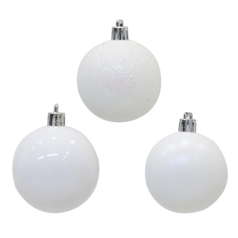 White Plastic Christmas Ornament Balls (6cm & 8cm) - Festive Tree Decorations