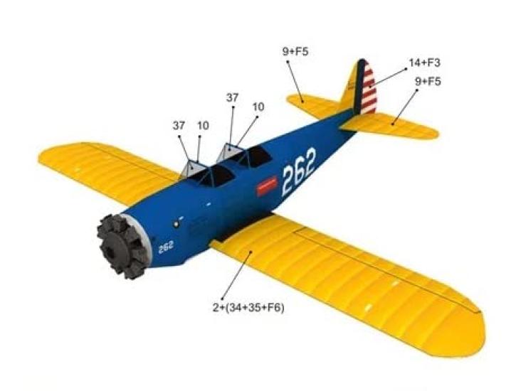3D Assembly Model Papercraft Airplane Series Stearman (Boeing PT-17 1/40 Scale)