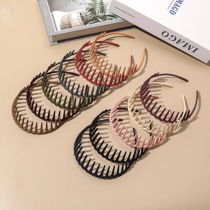 Korean Style Minimalist Women's Headband Hair Accessories Solid Color Versatile with Teeth and Anti Slip Bangs Broken Hair Band