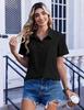Chemise Boutonnée Manches Courtes Couleur Unie pour Femme - Haut Business Casual/Formel pour le Travail, Collection Printemps/Été 2026