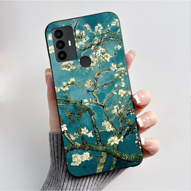 For TCL 30 SE 30E 306 305 Case 6165D 6102H 6102A 6102D Phone Cover Fashion Butterfly Flowers Black Soft Silicone Casing Bumper