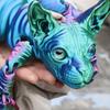 Artikulert Hårløs Katt 3D-Printet Sphynx Katt Figur Fleksibel Katt Stresslindring Skrivebordskjæledyr Fidget Leke Hjemmekontordekor for Katteelsker Og Samler