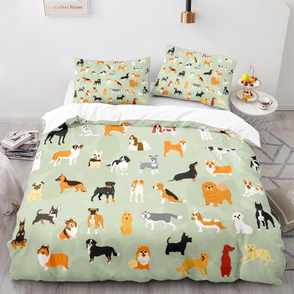 Cartoon Dog Animals Duvet Cover King Queen Size Lovely Pet Puppy Bedding Set For Kids Boys Girls Wildlife Polyester Quilt Cover