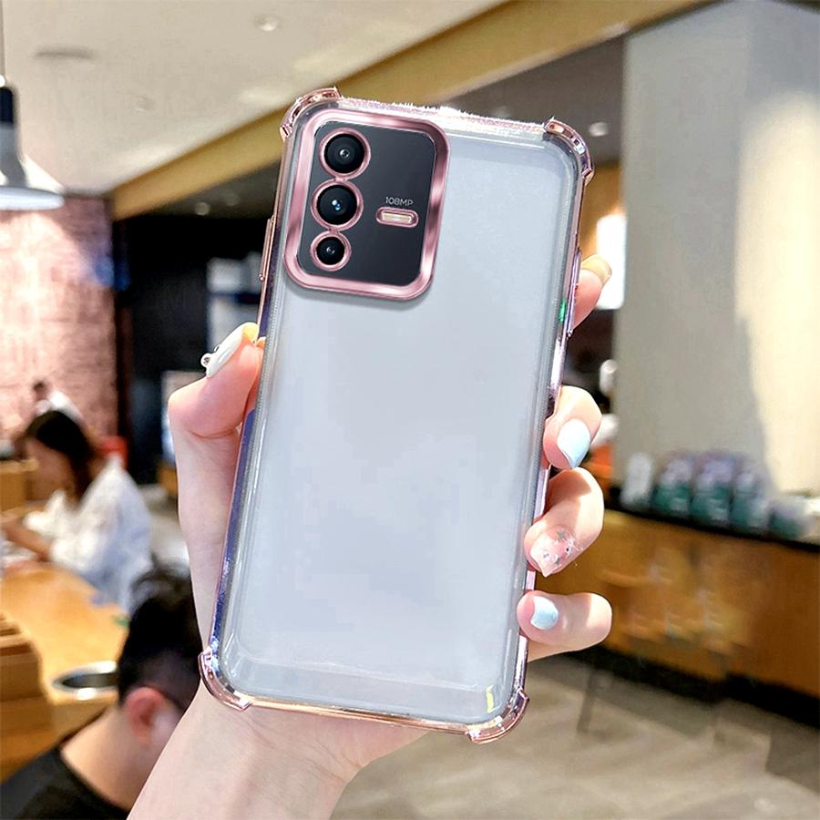 Shookproof Lens Case For Vivo V21 5G V23 V23e V25 Pro V27 V27e V29 V50 Lite V30 V40 SE V25e V29e V30e Plating Silicone TPU Cover