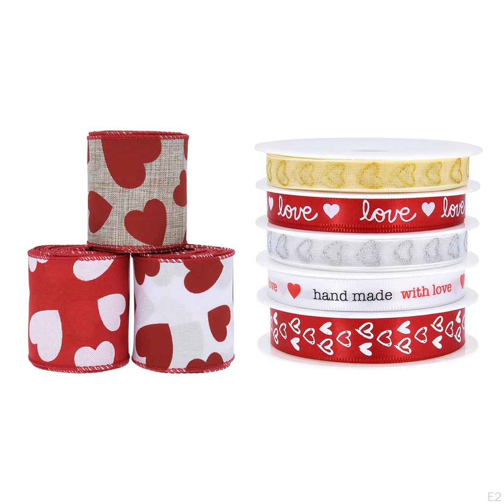 Day Assorted Heart Printed Ribbons for DIY Holiday Wedding