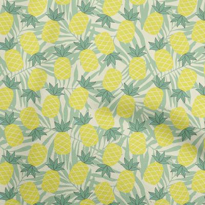 Cotton Flex Green Fabric Tropical Pineapple With Leaf Dress Material Fabric Print Fabric By The Yard 40 Inch