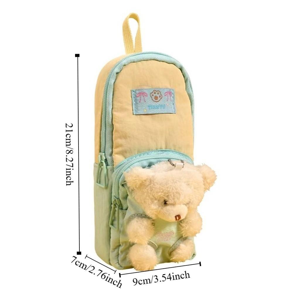 Zipper Plush Stationery Bag Cute Bear Pencil Pouch Fashion Little Bear Doll Pencil Case  Kids Gift
