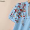ZANZEA Women Casual V-neck Floral Print Short Sleeve Blouse