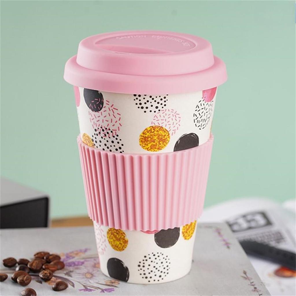 Tazza in fibra resistente al calore, con coperchio in silicone, per tè, latte e orsetto, bottiglia d'acqua da 470 ml